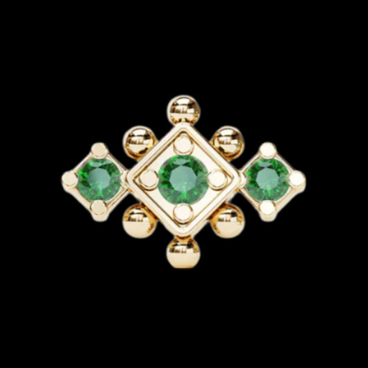 "Beaded Geo" Genuine Emerald YG