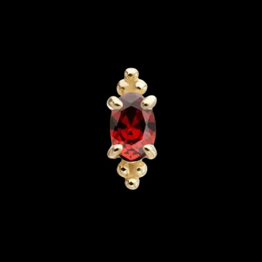 "Beaded Oval" Garnet CZ YG