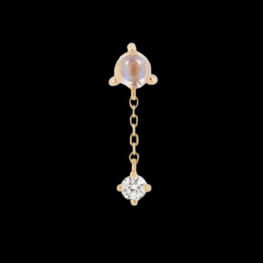 "Bianca" Genuine Blue Moonstone/White Sapphire YG