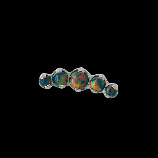 5 Gem Black Opal Curved Cluster Ti.