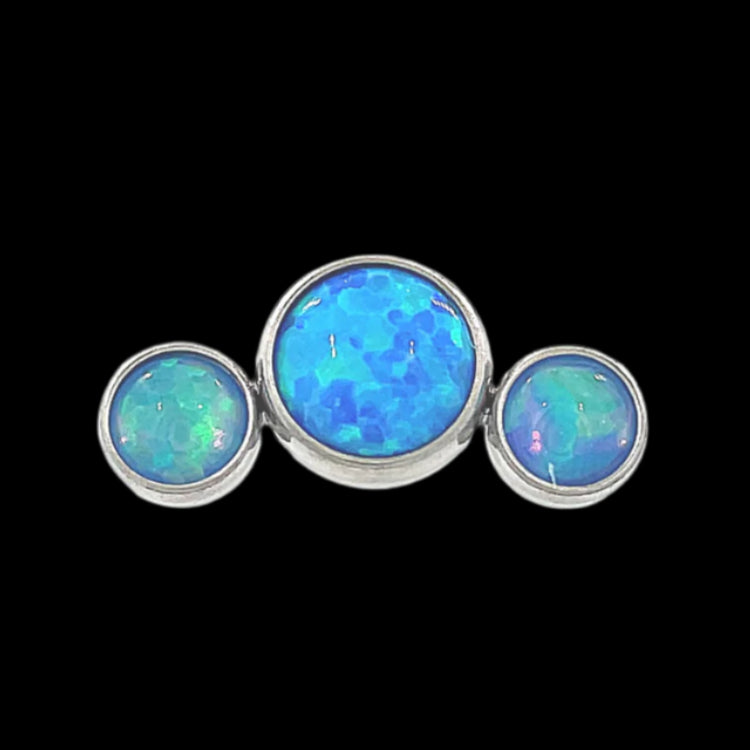 3 gem Blue Opal Cluster 16g Threaded Top Ti.