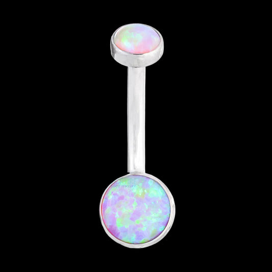 Double Bubblegum Pink Opal Bezel Navel Curve Ti.