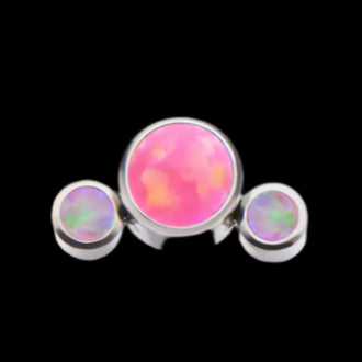 3 gem Pink Opal Cluster 16g Threaded Top Ti.