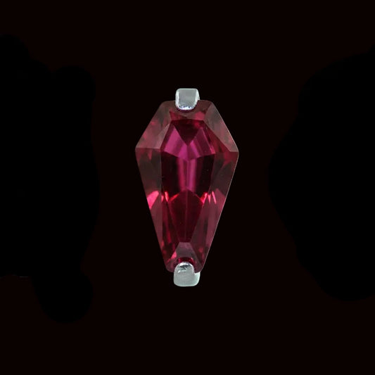 "Coffin Prong" Ruby Red CZ Ti.