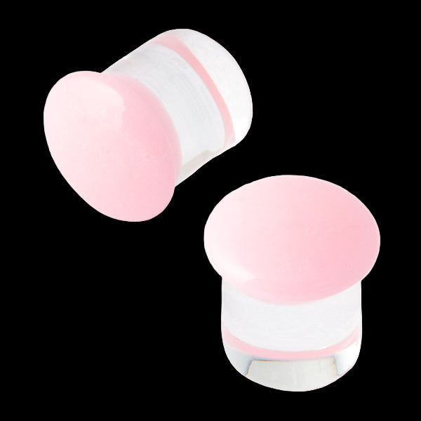 6g Cotton Candy Pink/Clear Glass Plugs – Tine Piercing