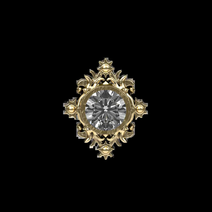 "Cypress Round" Sandblasted CZ YG