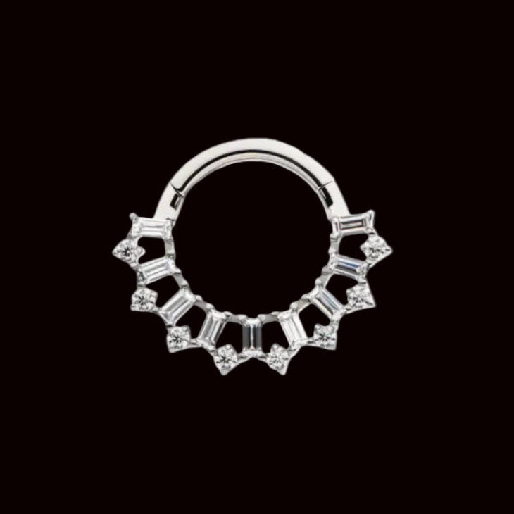 "Gemmed Hollow" 16g 3/8 CZ Ti.