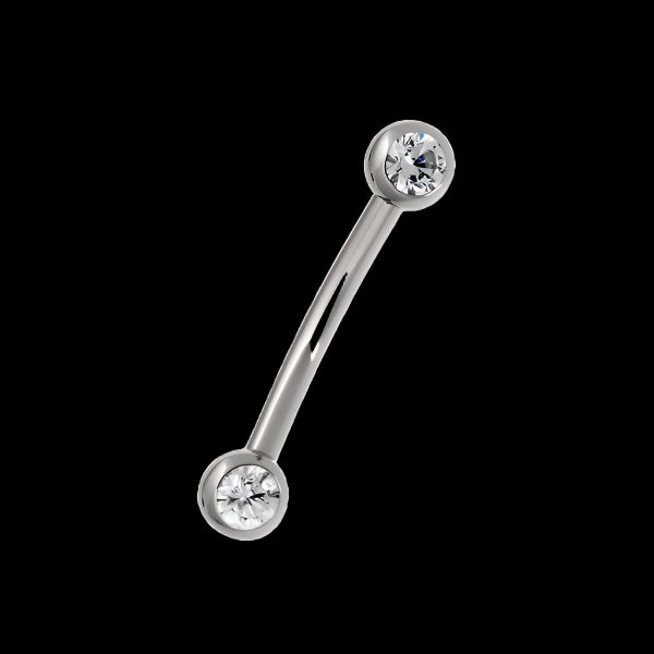 16g 3/8 Double CZ Curve Ti.