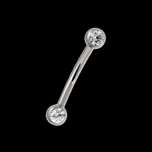 16g 3/8 Double CZ Curve Ti.