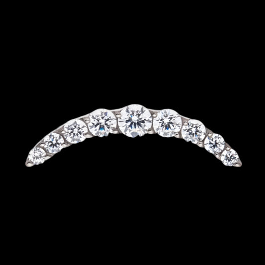 9 gem CZ Curved Cluster Ti.