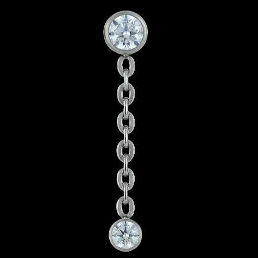 Long Double CZ Bezel Dangle Ti.