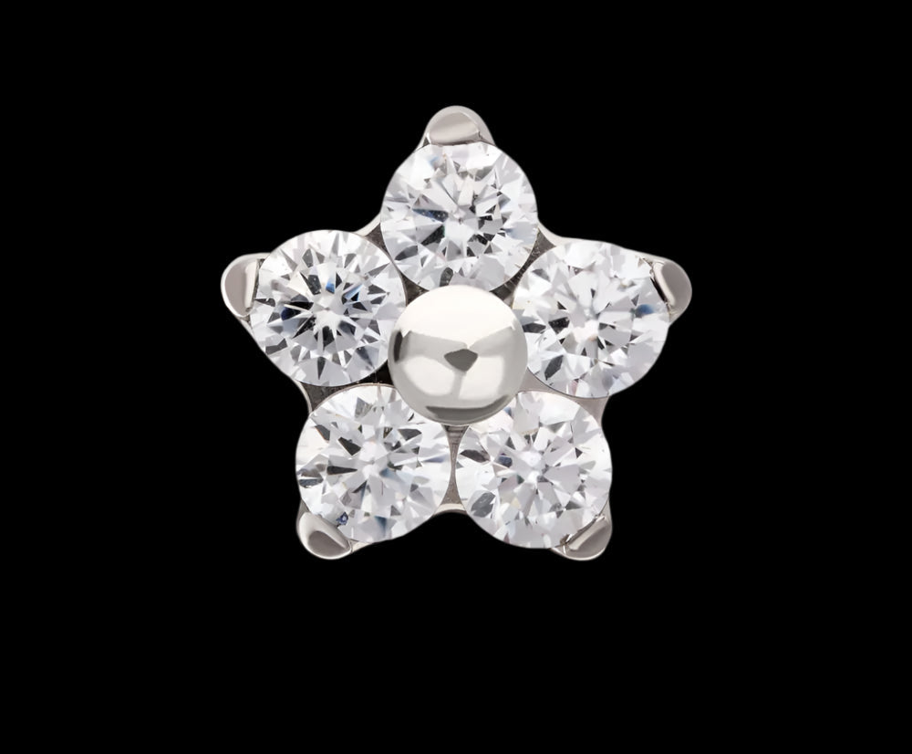 "Flower" CZ 14g Threaded Top Ti