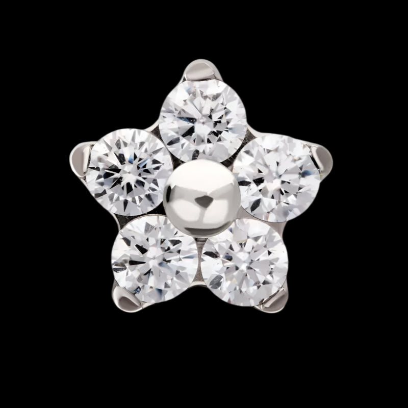 "CZ Flower" 14g Threaded Top Ti.