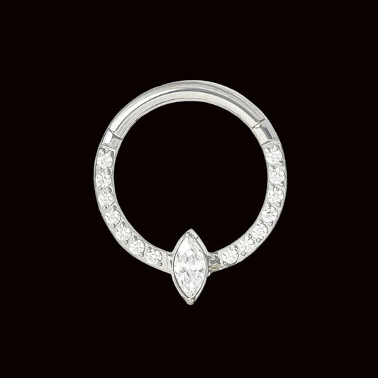 16g 5/16 CZ Marquise Clicker Ti.