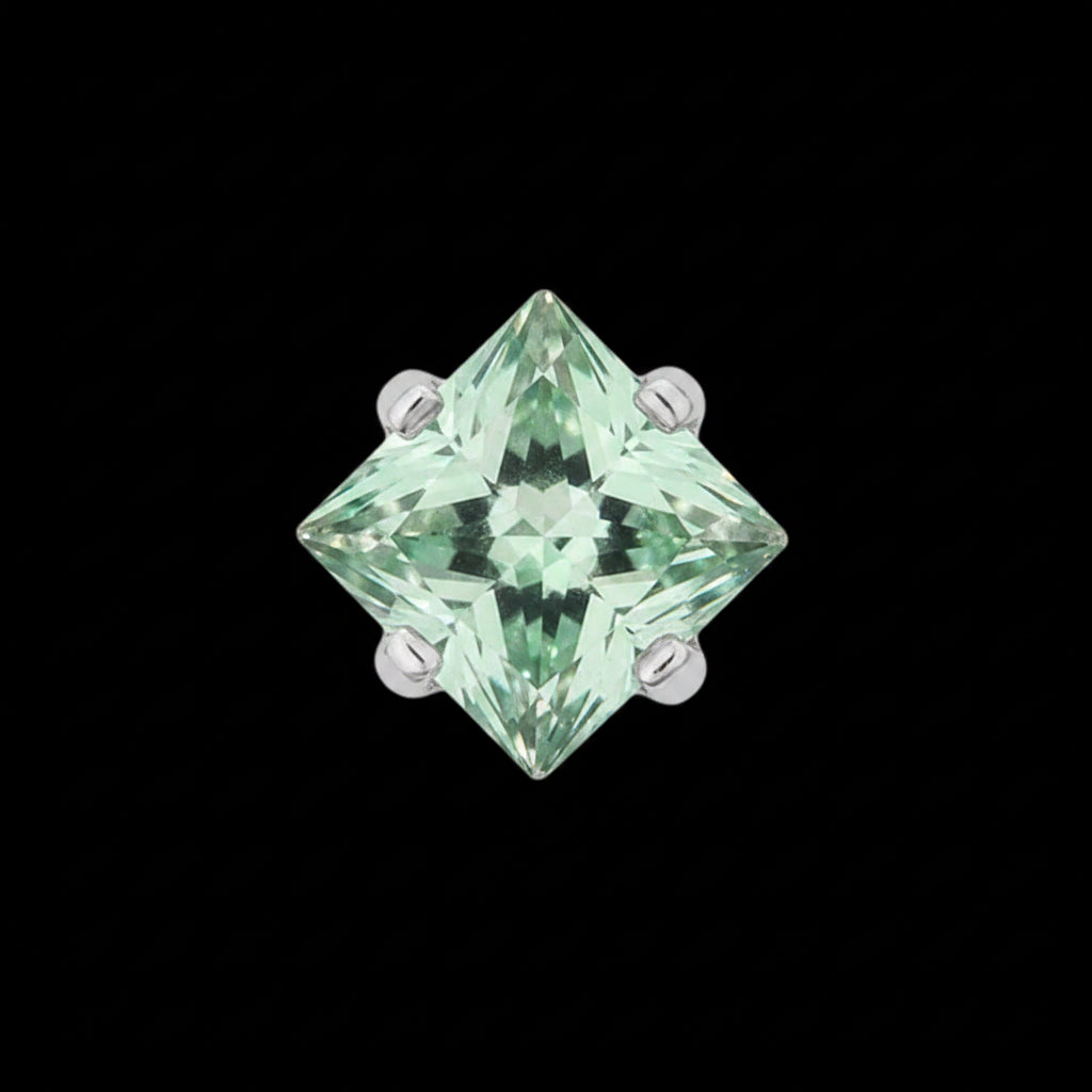 3m Light Green CZ Princess Prong Ti.
