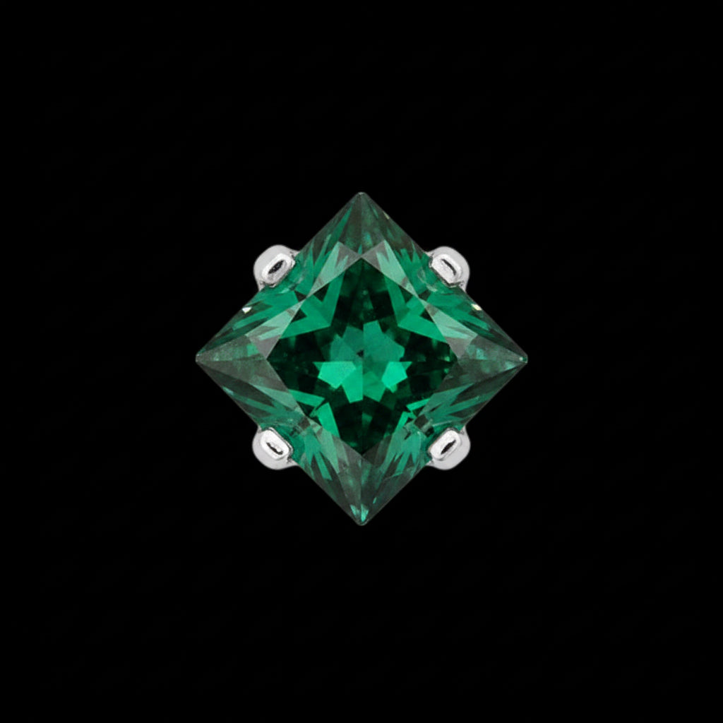 3m Emerald Green CZ Princess Prong Ti.