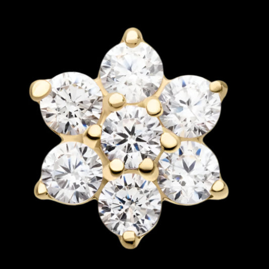 "Flower" CZ 14g Threaded Top YG