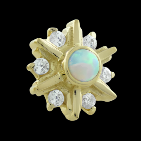 "Deco" CZ & White Opal YG