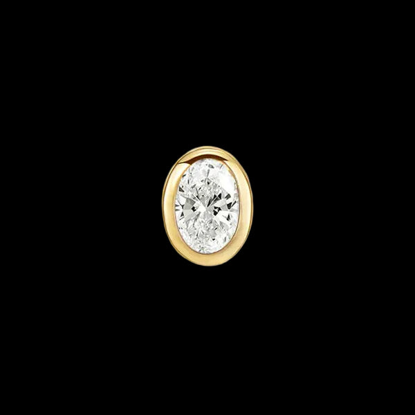 Oval Solitaire Genuine Diamond Bezel YG