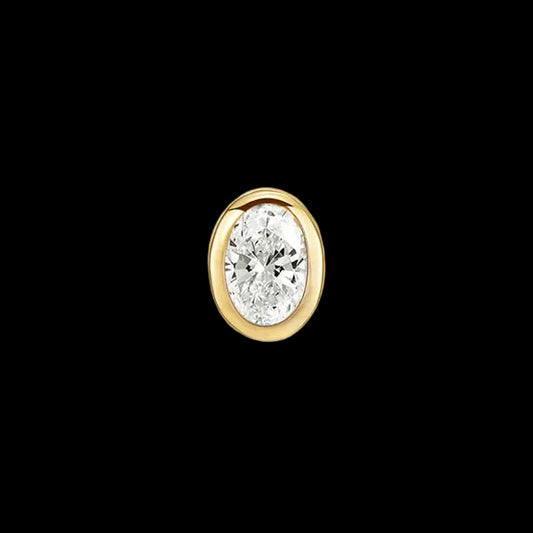 Oval Solitaire Genuine Diamond Bezel YG