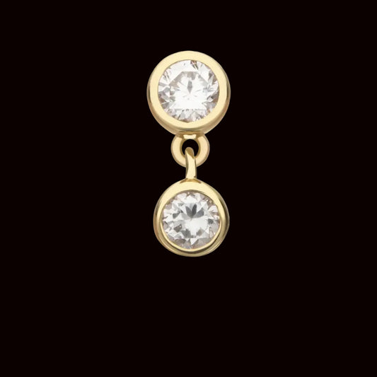 Double Bezel Lab Diamond Dangle 14k YG