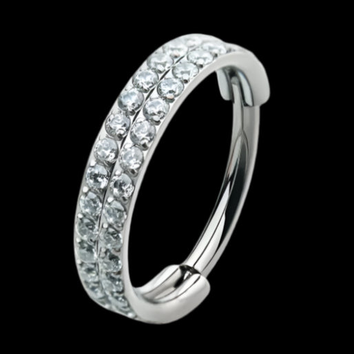 16g 5/16 Double Row CZ Clicker Ti.