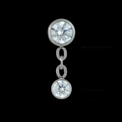 Double CZ Bezel Dangle Ti.