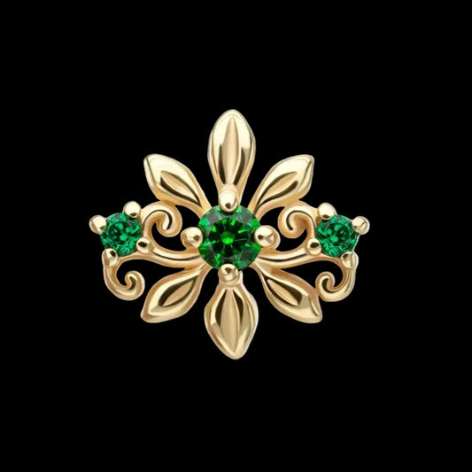 "Emerald Blossom" Green CZ YG