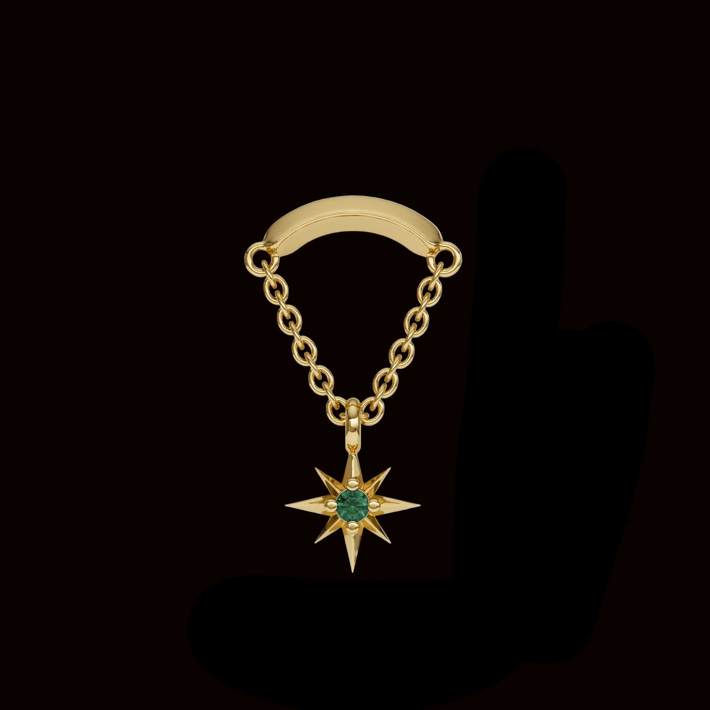 "Hidden Starburst" Genuine Emerald YG
