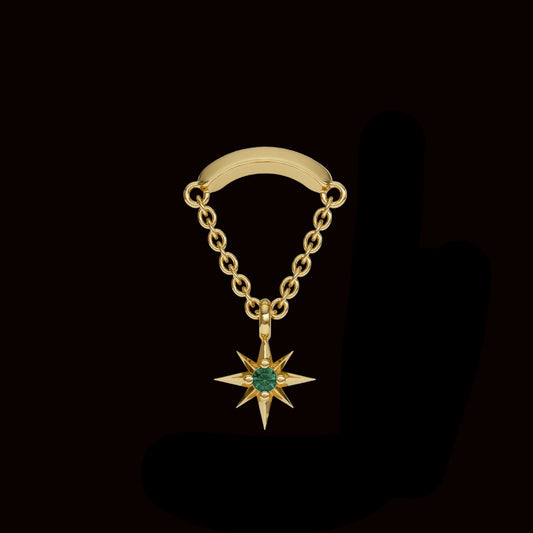 "Hidden Starburst" Genuine Emerald YG