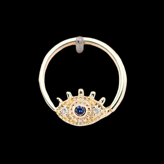 "Evil Eye" Genuine Blue Sapphire/Diamond YG