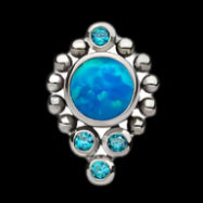 Blue Opal Beaded Cluster 16g Threaded Top Ti