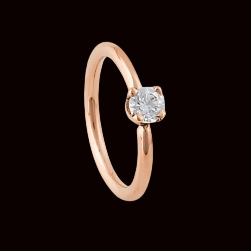 18g 5/16 CZ 14k RG Fixed Gem Ring