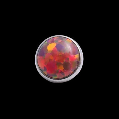 6m Fire Opal Cabochon 14g Threaded Top Ti.
