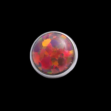 6m Red Opal Cabochon 14g Threaded Top Ti.