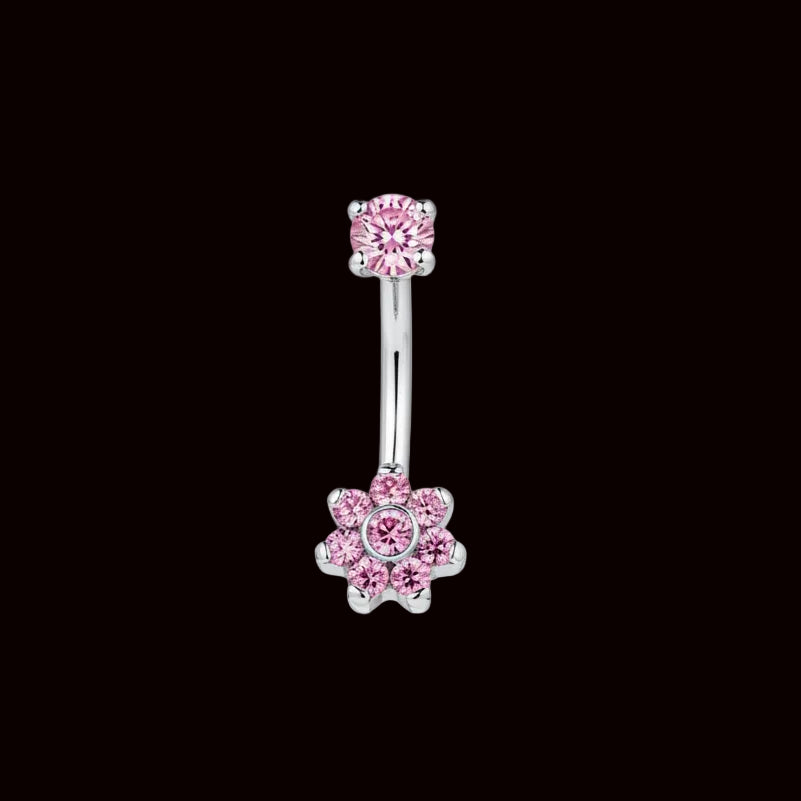 Double Pink Flower Navel Curve Ti.
