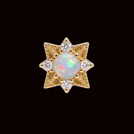 "Frances" Natural Opal/Genuine Diamond 14k YG
