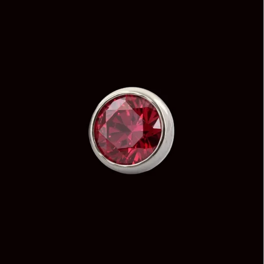 5m Red CZ Ball Gem 14g Threaded Top Ti.