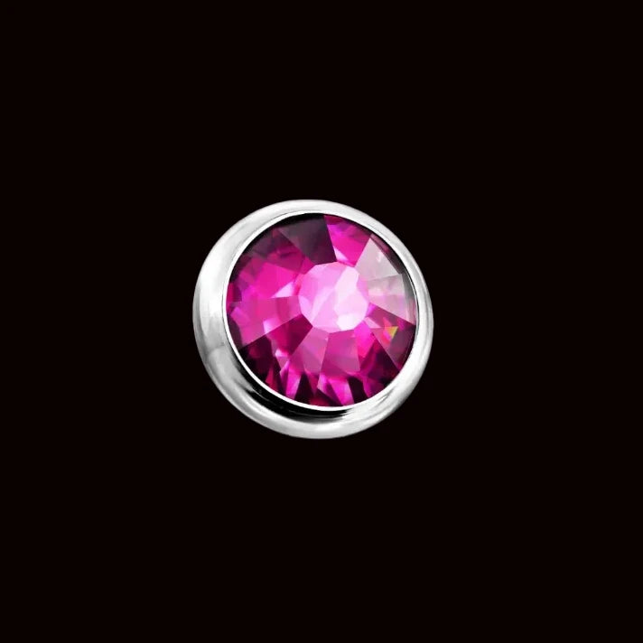 6m Fuchsia Rose Cut CZ 14g Threaded Top Ti.