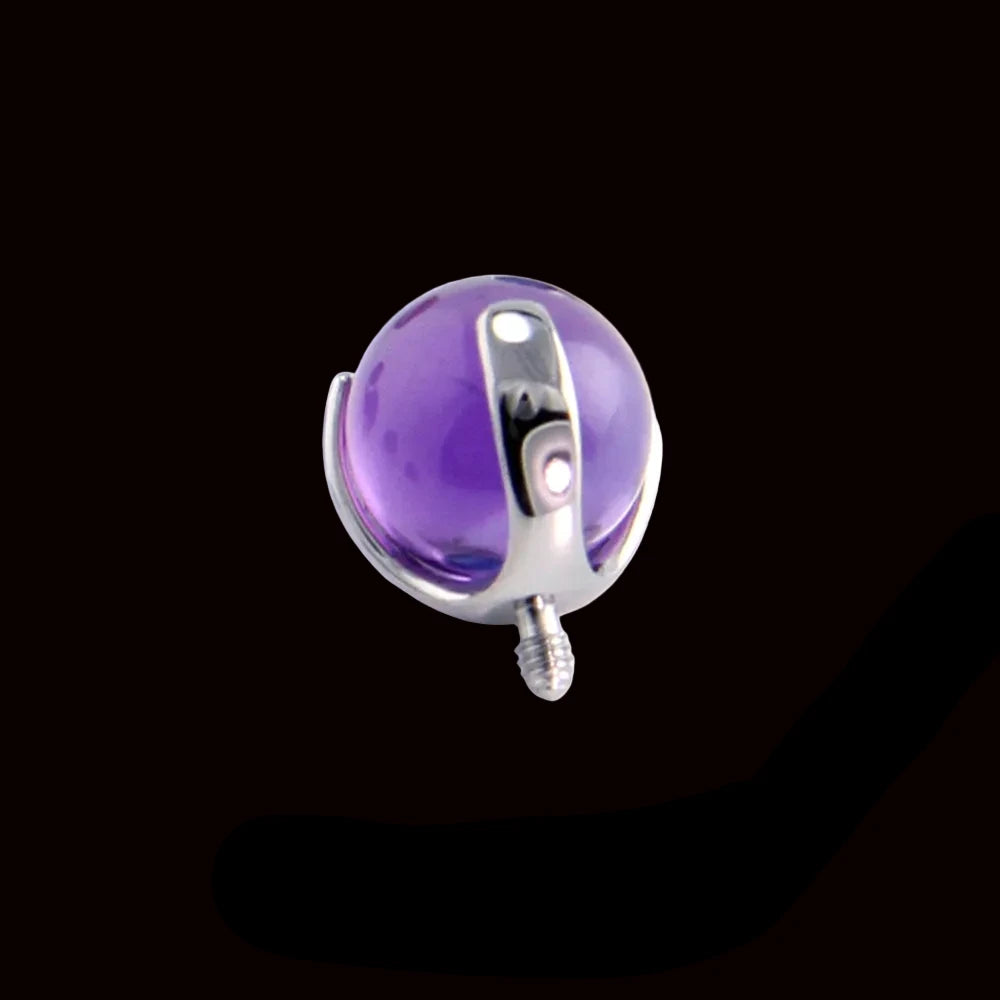 3m Genuine Amethyst Ball 16g Threaded Top Ti.