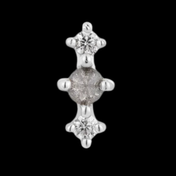 "Ghost Flower" Genuine Grey Diamond/CZ WG