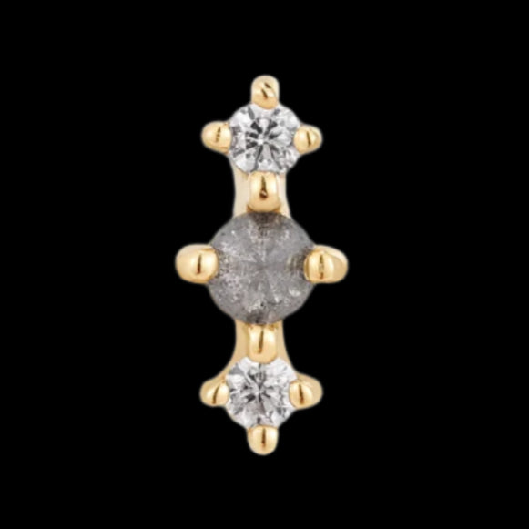 "Ghost Flower" Genuine Grey Diamond/CZ YG