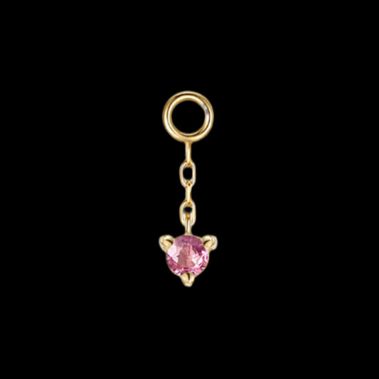 "Gia Charm" Genuine Pink Sapphire YG