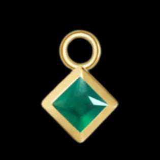 Square Green Chalcedony Charm YG