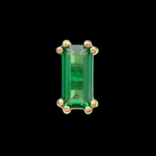 4m Emerald Cut Green CZ Prong YG