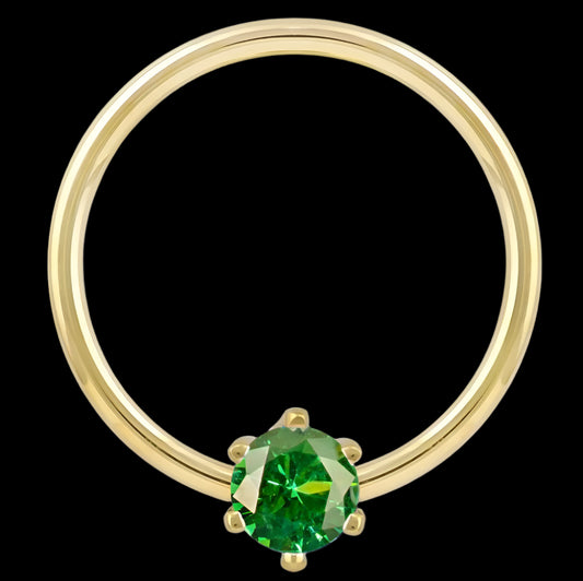 16g 11/32 Emerald Green Prong Seamring YG