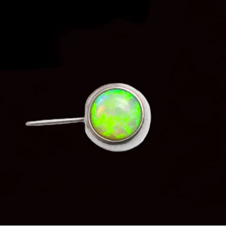 Lime Green Opal Cabochon Side Set Ti.