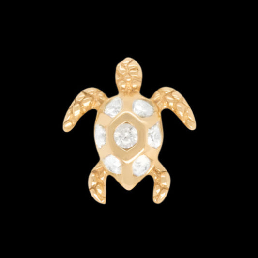 "Honu" Genuine White Sapphire YG