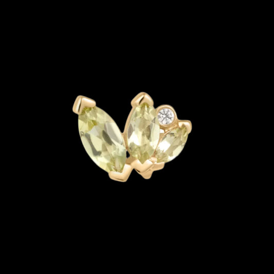 "Idun" Genuine Peridot/White Sapphire YG