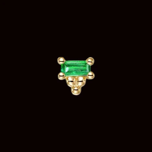 "Lex" East-West Genuine Tsavorite Garnet Baguette 14k YG